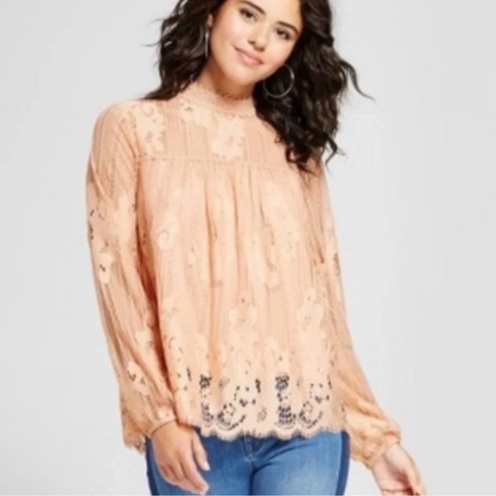 Xhilaration peach lace blouse size xs